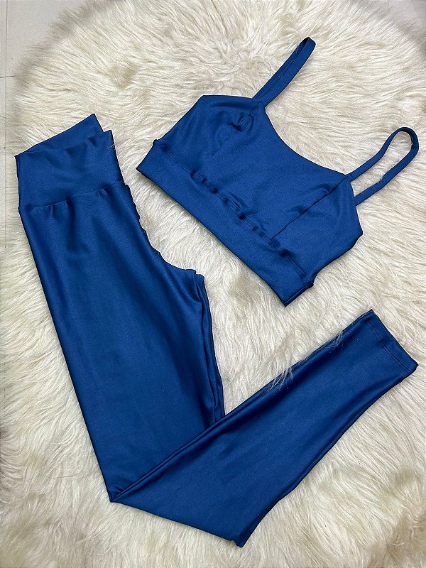 Conjunto Legging Básica+ Top Camilla Cor Azul Marinho