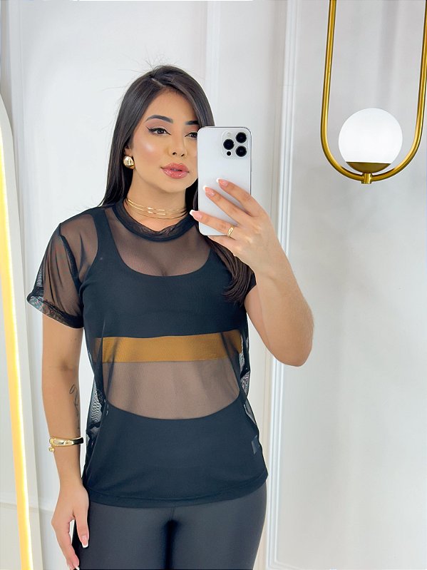 Blusa T-shirt Tule Cor Preto