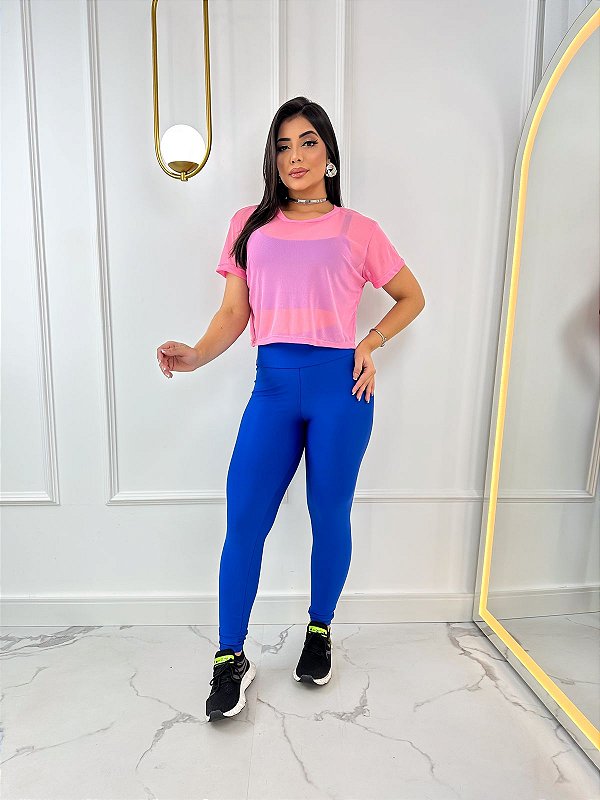 Blusa Croped Tule Cor Rosa BB