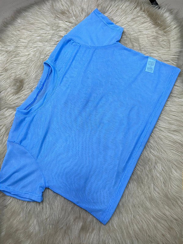 Blusa Croped Tule Cor Azul Celeste