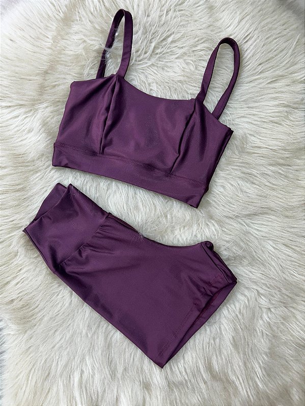 Conjunto Short Crossfit + Top Camilla Cor Açai