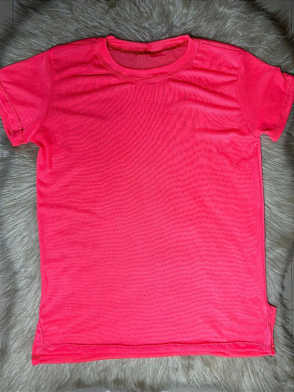 Blusa Mulet Tule Cor Coral Neon