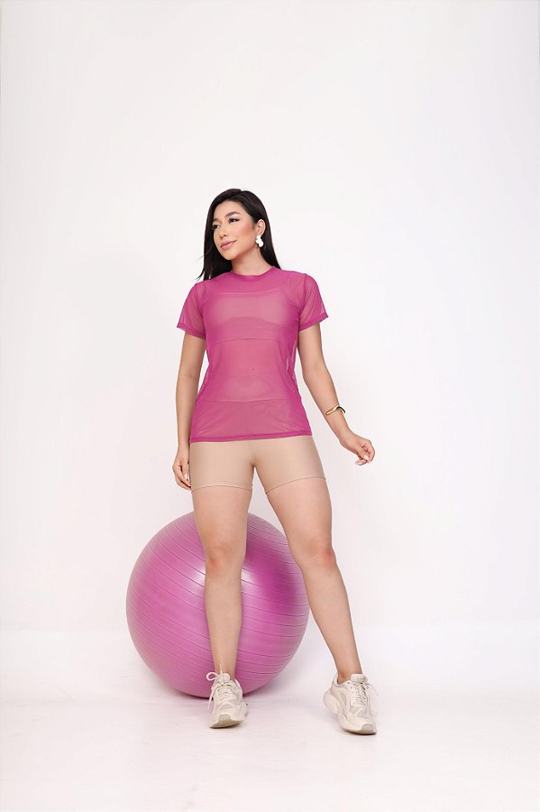 Blusa T-shirt Tule Cor Fuschia