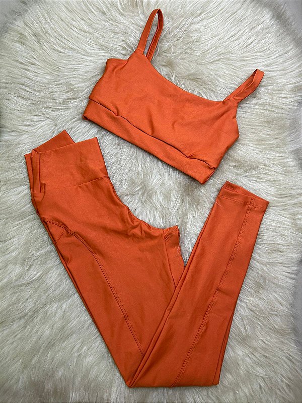 Conjunto Legging Montaria+ Top Alça Reta Cor Terra Cota