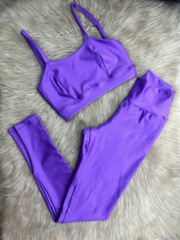 Conjunto Legging Básica+ Top Camilla Cor Roxo Amora