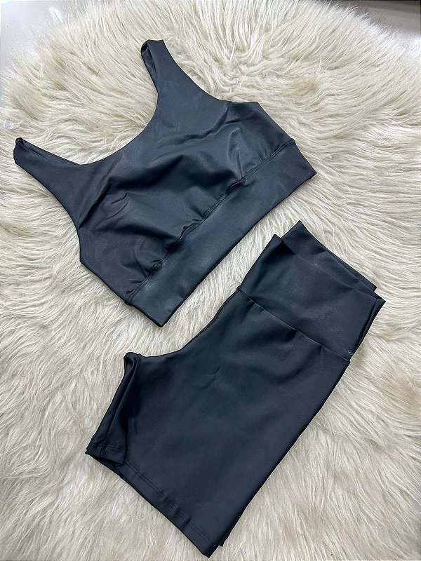 Conjunto Short Meia Coxa+ Top Clarisse Cor Preto