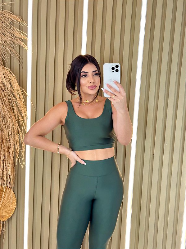 Conjunto Legging Básica+ Top Manu Cor Verde Militar