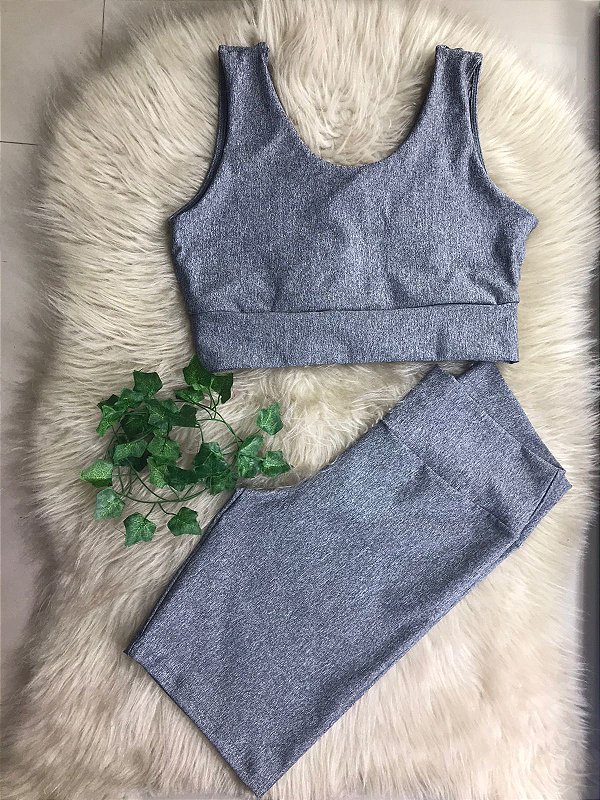Conjunto Short Ciclista Plus Size Cor Cinza (Mescla)