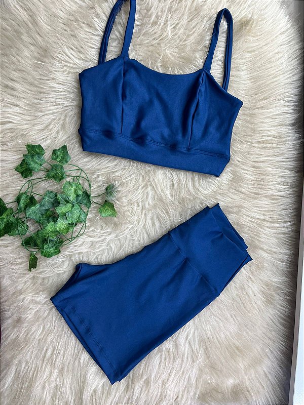 Conjunto Short Crossfit + Top Camilla Cor Azul Marinho