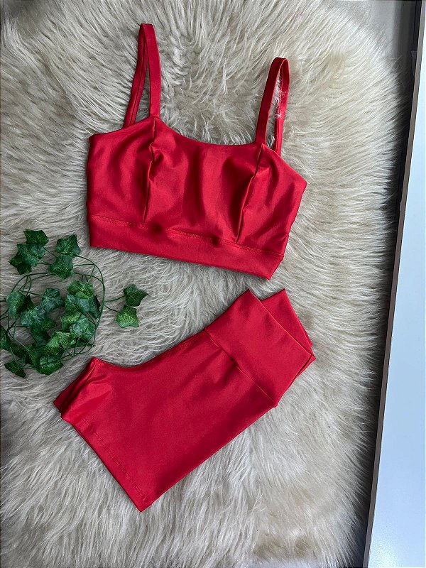 Conjunto Short Crossfit + Top Camilla Cor Vermelho