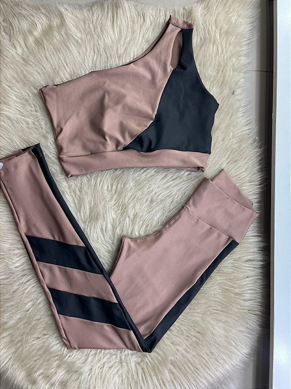 Conjunto Legging Isabela+Top Cor Cappucino+Preto