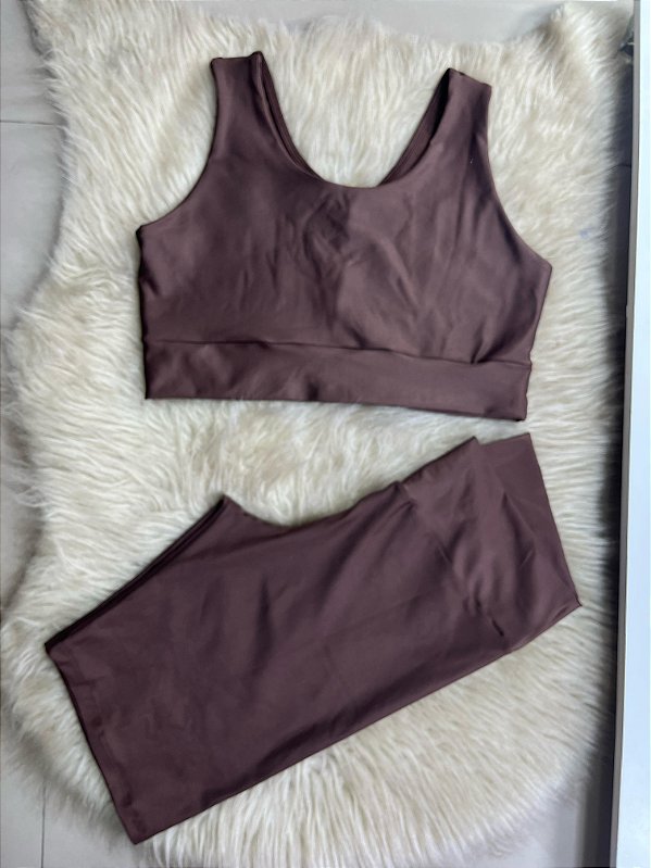 Conjunto Short Ciclista Plus Size Cor Marrom