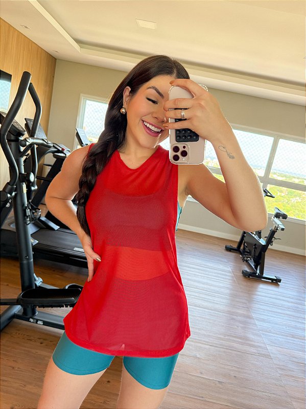 Blusa Regatão Tule Cor Vermelho