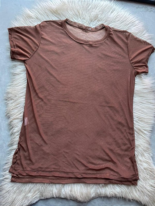 Blusa Mulet Tule Cor Marrom