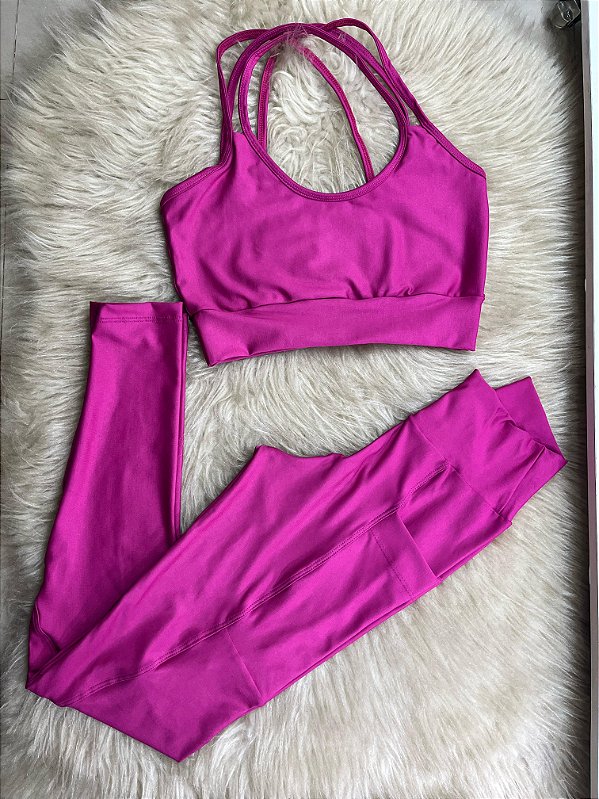 Conjunto Legging Bolso+Top Ana Cor Rosa Fuschia