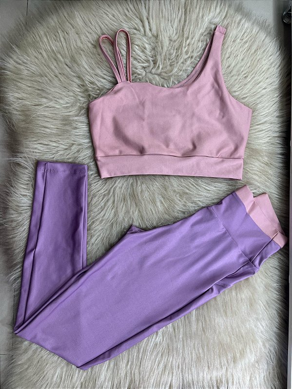 Conjunto Legging Marcela+ Top Cor Orquidea+Rosa BB