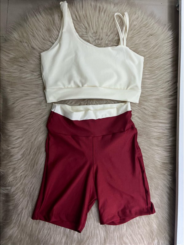 Conjunto Short Marcela+Top Cor Marsala+Off