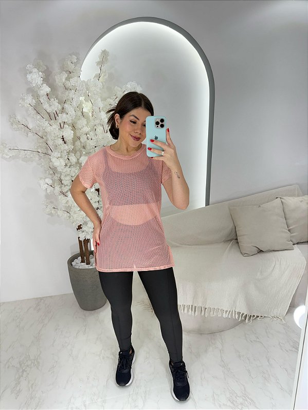 Blusa Mulet Arrastão Poliamida Cor Rosé