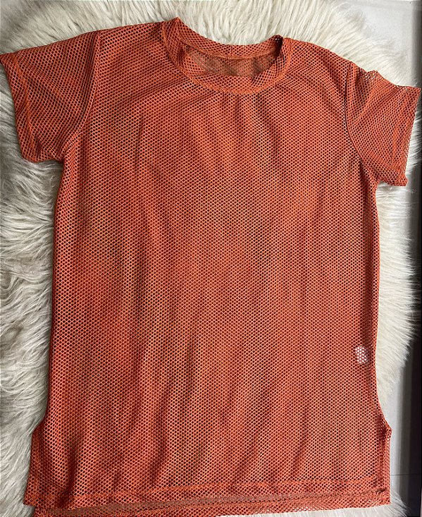 Blusa Mulet Arrastão Poliamida Cor Terra Cota
