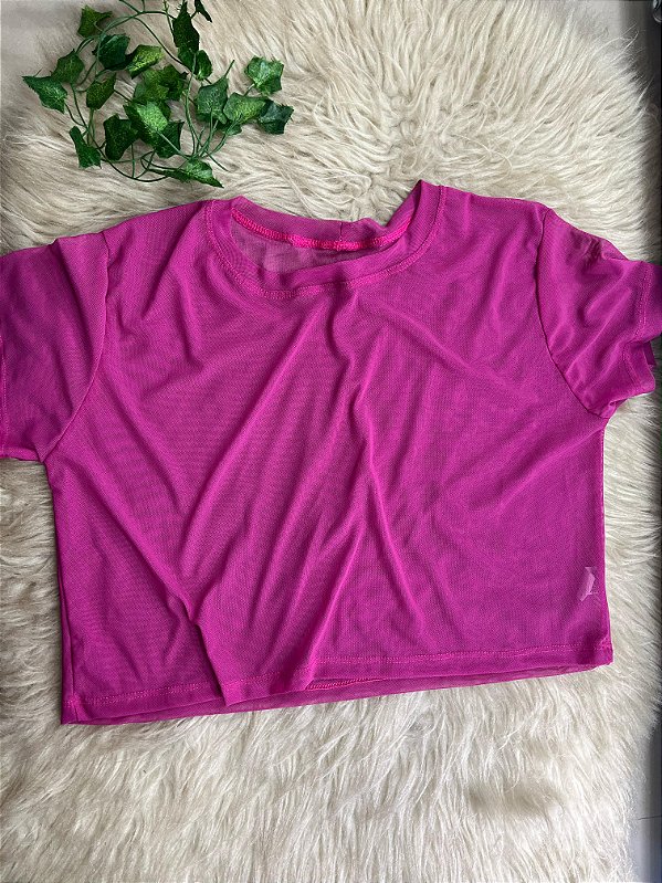 Blusa Croped Tule Cor Fuschia