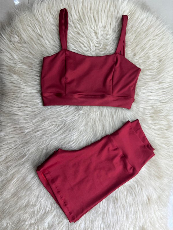 Conjunto Short Crossfit + Top Camilla Cor Marsala