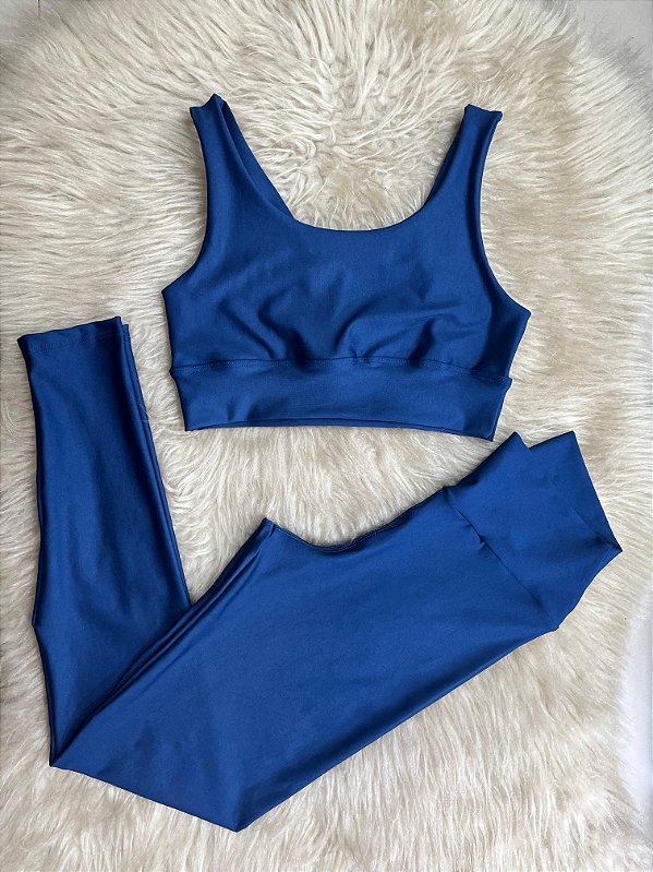 Conjunto legging basica + Top Clarisse Cor Azul Marinho