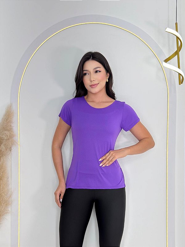 Blusa de Manga Mulet Cor Roxo Médio
