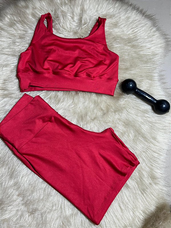 Conjunto Short Meia Coxa+ Top Clarisse Cor Vermelho