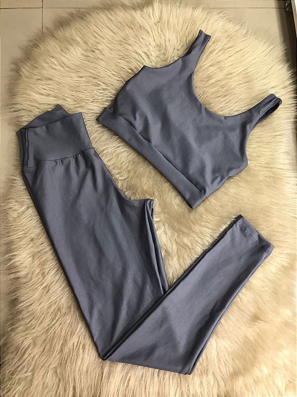 Conjunto Legging Básica+ Top Manu Cor Cinza