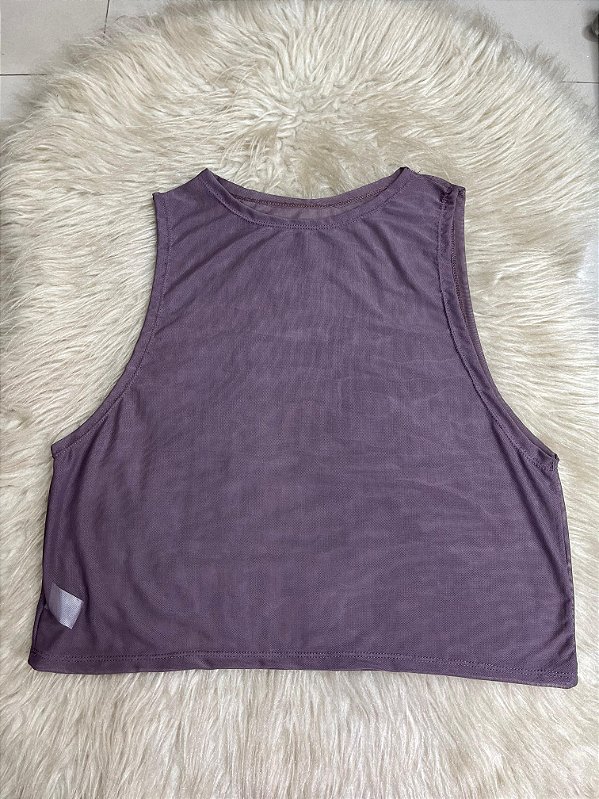 Regata Croped Tule Cor Roxo Profundo