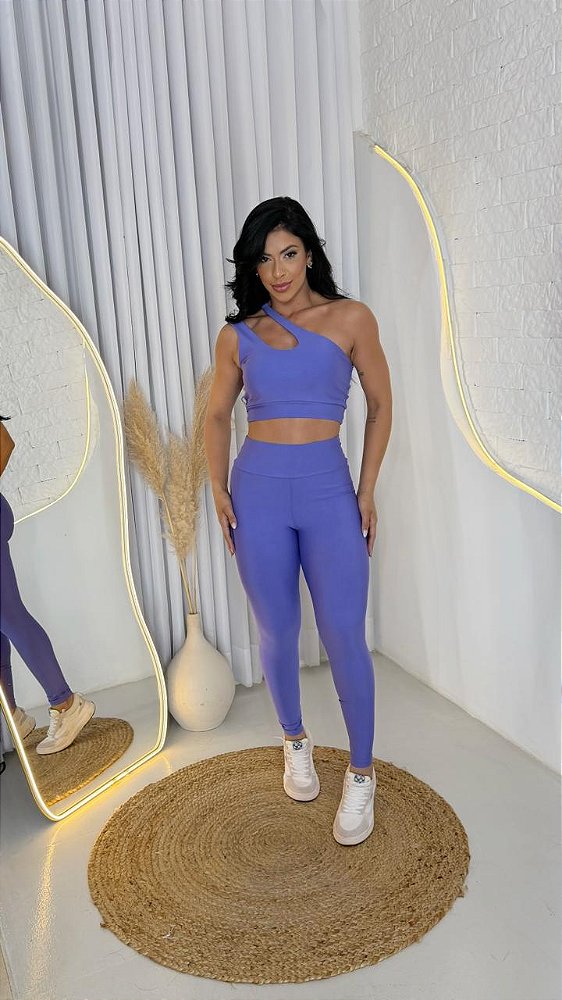 Conjunto Legging Básica + Top Nula Manga Cor Lavanda