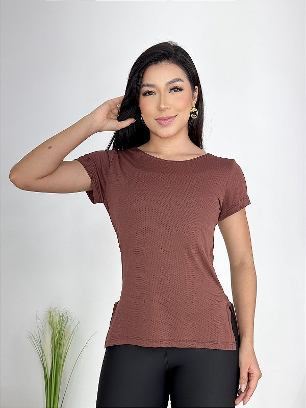 Blusa de Manga Mulet Cor Marrom