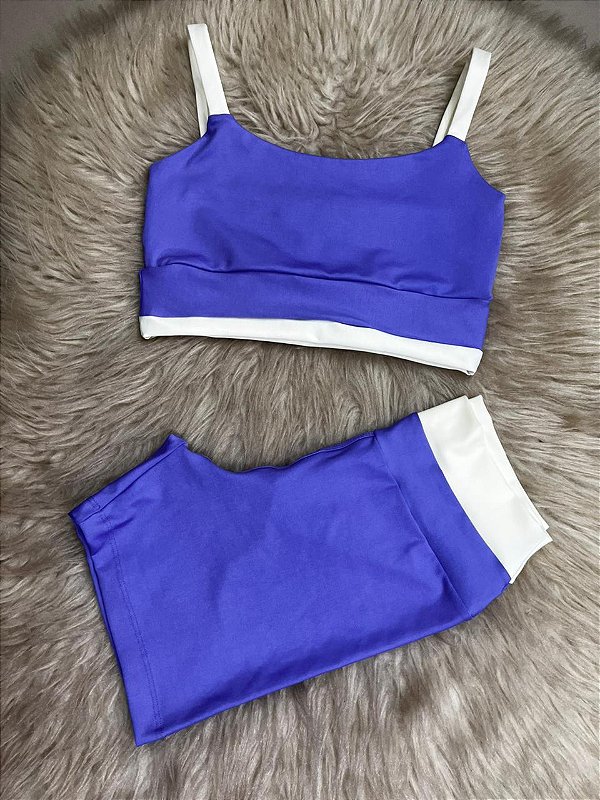 Conjunto Tamires Short+ Top Bicolor Cor Lavanda+Off