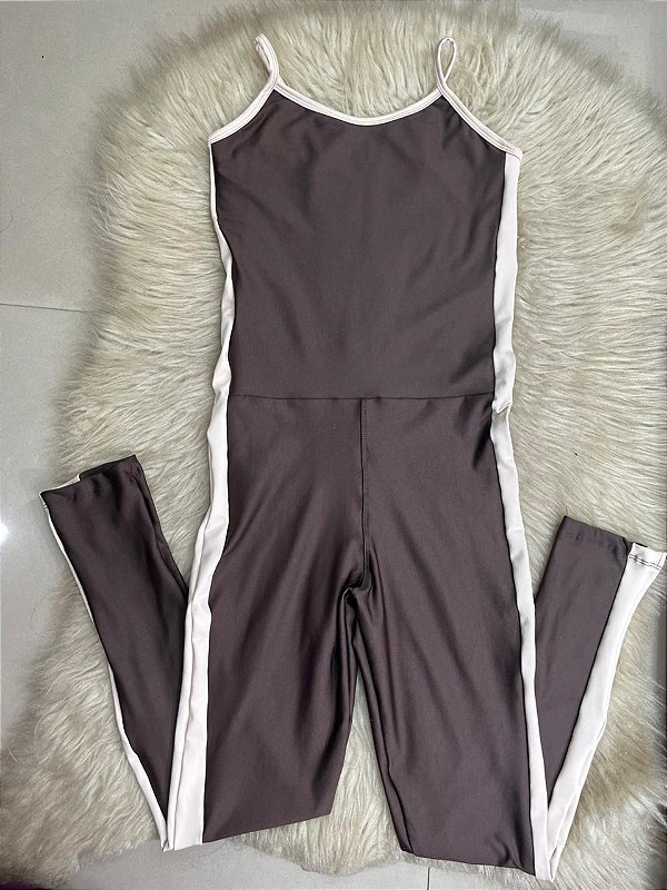 Macacão Longo Gaby Cor Marrom+Off