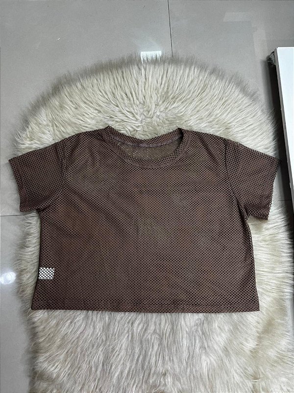 Croped Arrastão Poliamida Cor Marrom