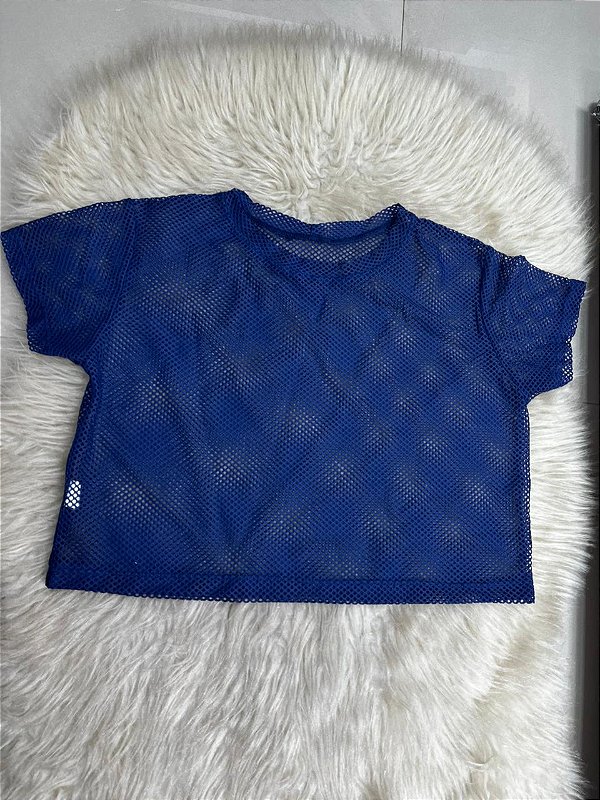 Croped Arrastão Poliamida Cor Azul Marinho