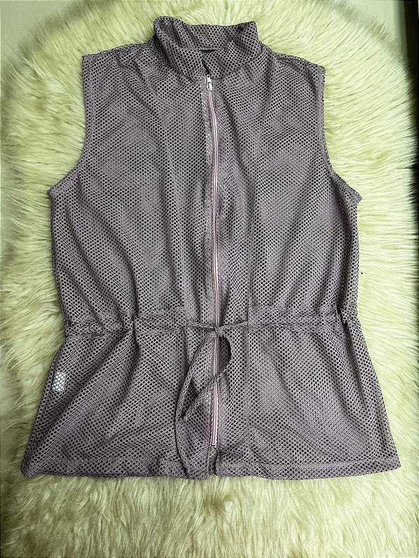 Blusa Colete Arrastão com Ziper Poliamida Cor Roxo Profundo