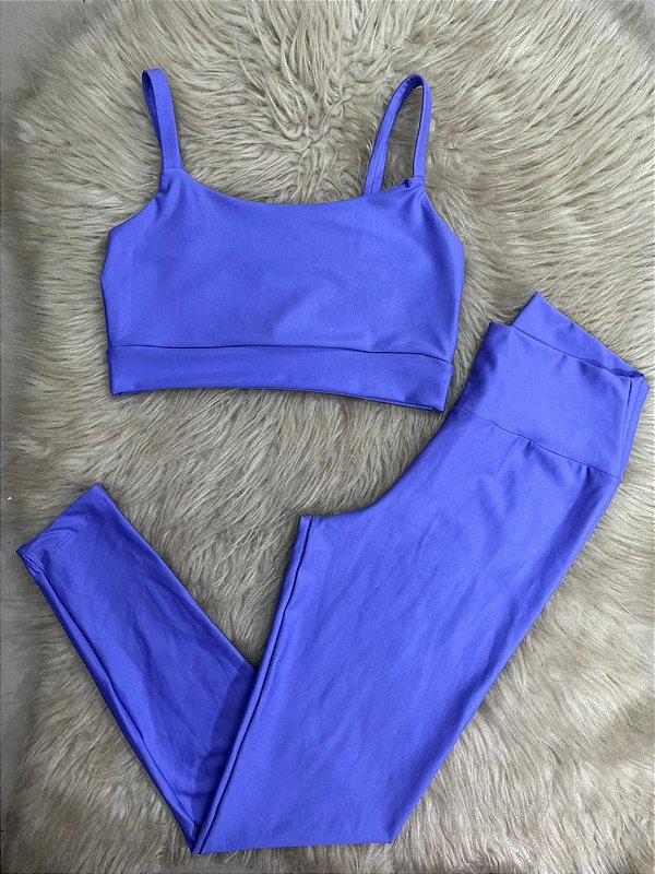 Conjunto Legging Básica+ Top Alça Reta Cor Lavanda