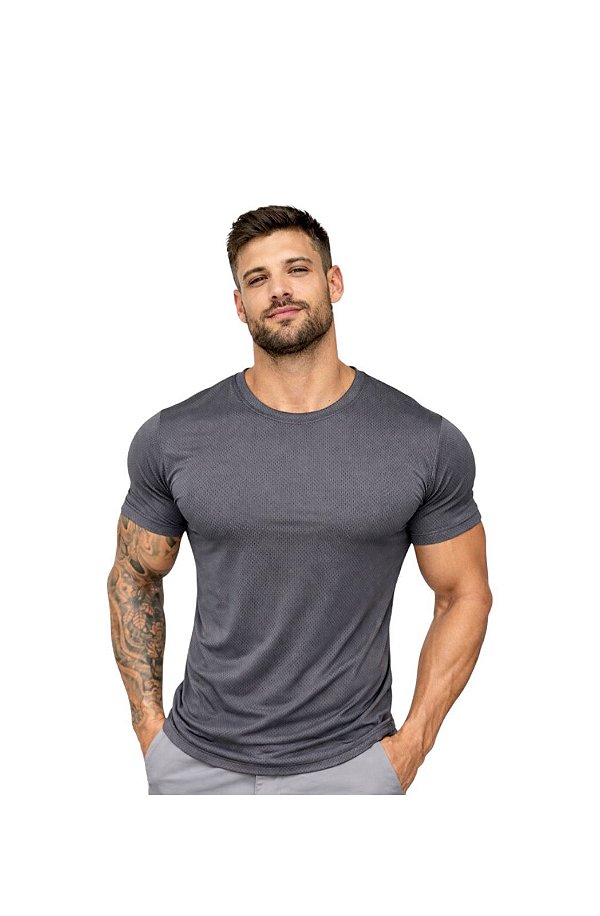 Camiseta Masculina Dry Fit Cor Cinza