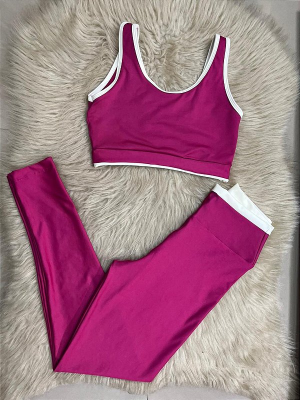 Conjunto Estilo Legging+Top Cor Rosa+Off