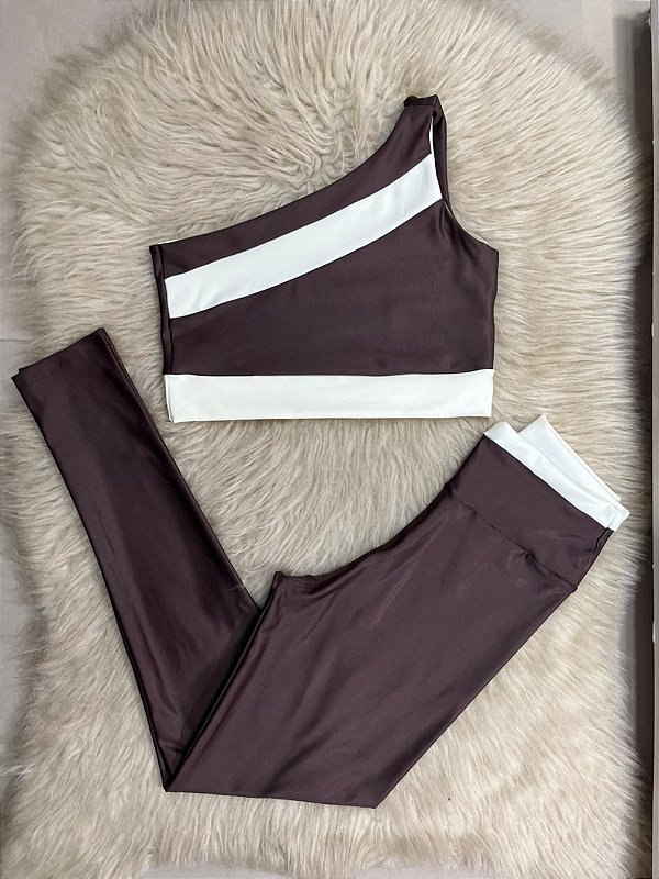 Conjunto Sofia Legging+Top Cor Marrom+Off