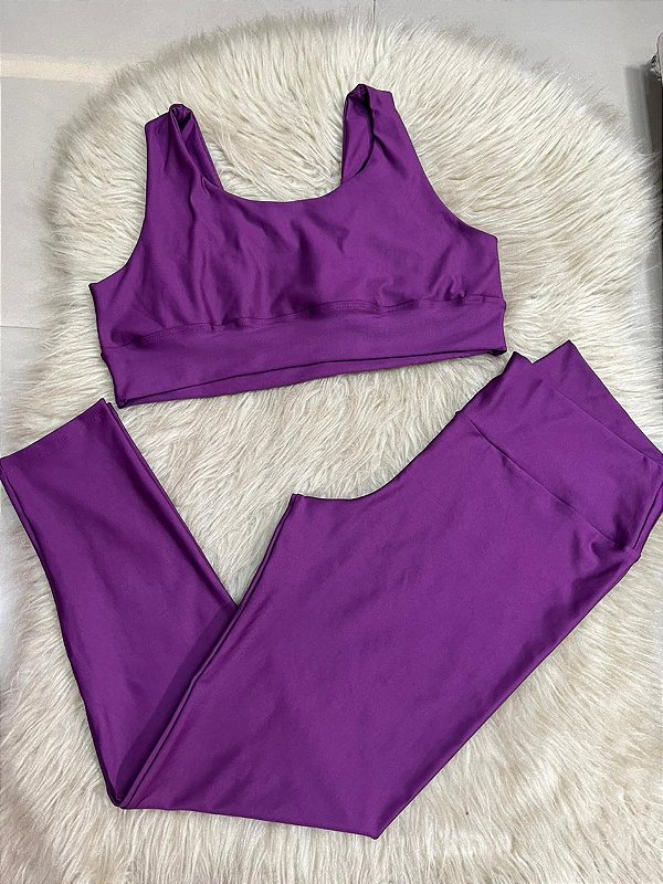 Conjunto Legging Básica+Top Clarisse Cor Roxo Uva