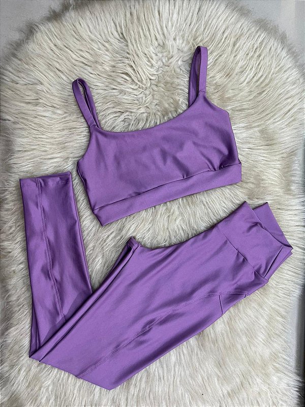 Conjunto Legging Montaria+ Top Alça Reta Cor Orquidea