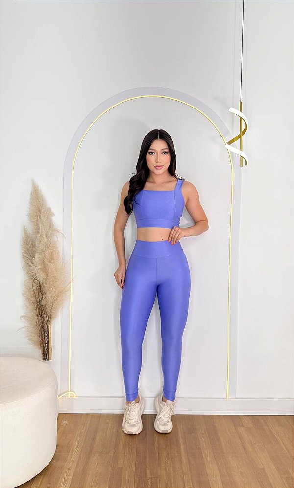 Conjunto Laycy Legging Canelado Poliamida+Top Cor Lavanda