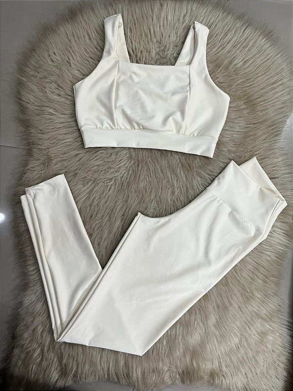 Conjunto Laycy Legging Canelado Poliamida+Top Cor Off