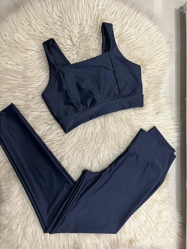 Conjunto Laycy Legging Canelado Poliamida+Top Cor Preto