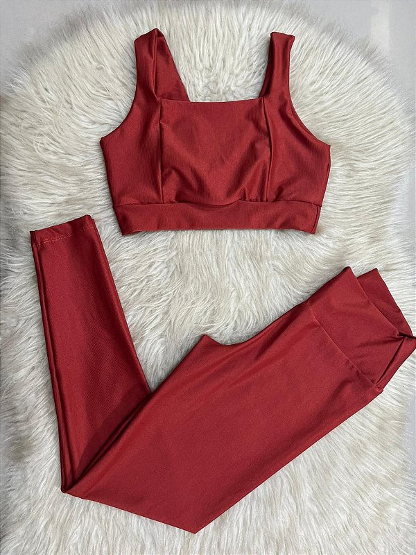 Conjunto Laycy Legging Canelado Poliamida+Top Cor Terra