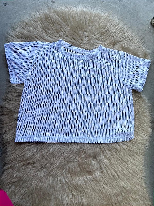 Croped Arrastão Poliamida Cor Branco