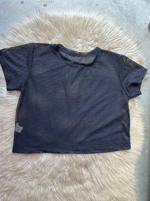 Croped Arrastão Poliamida Cor Preto