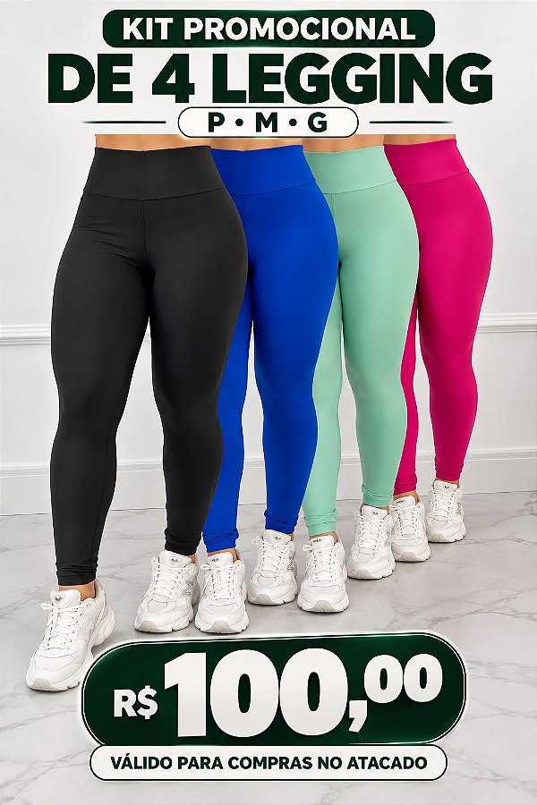 kit 4 Legging Promocional (Não Escolhe Cor e Modelo)